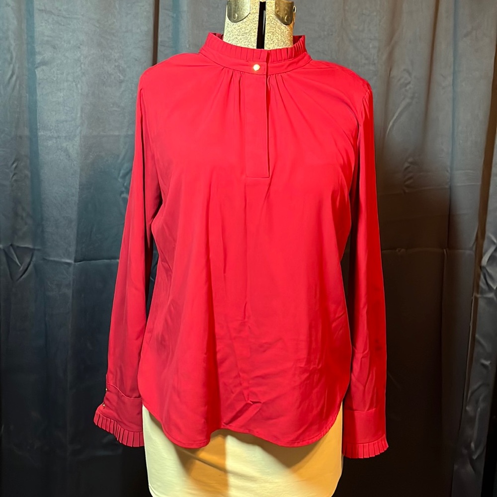 Burgundy top with ruffle detail